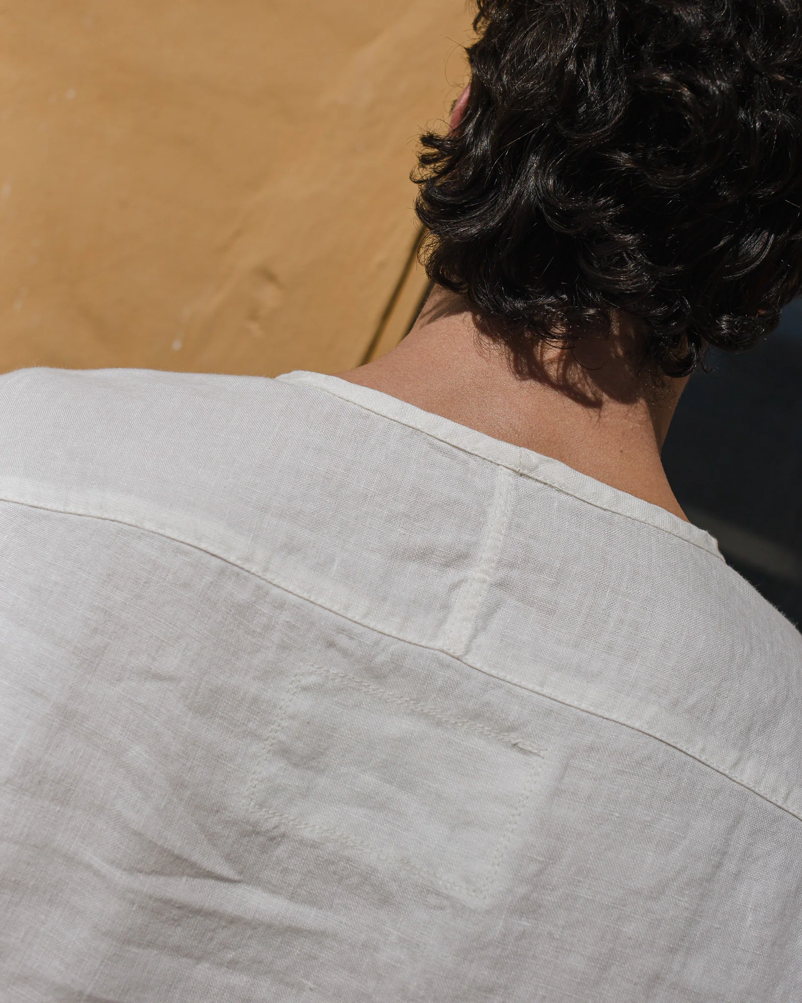 White Linen Crew - Neck Short - Sleeve Top - Image 5