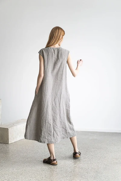 elegant linen maxi dress epic linen - Image 3