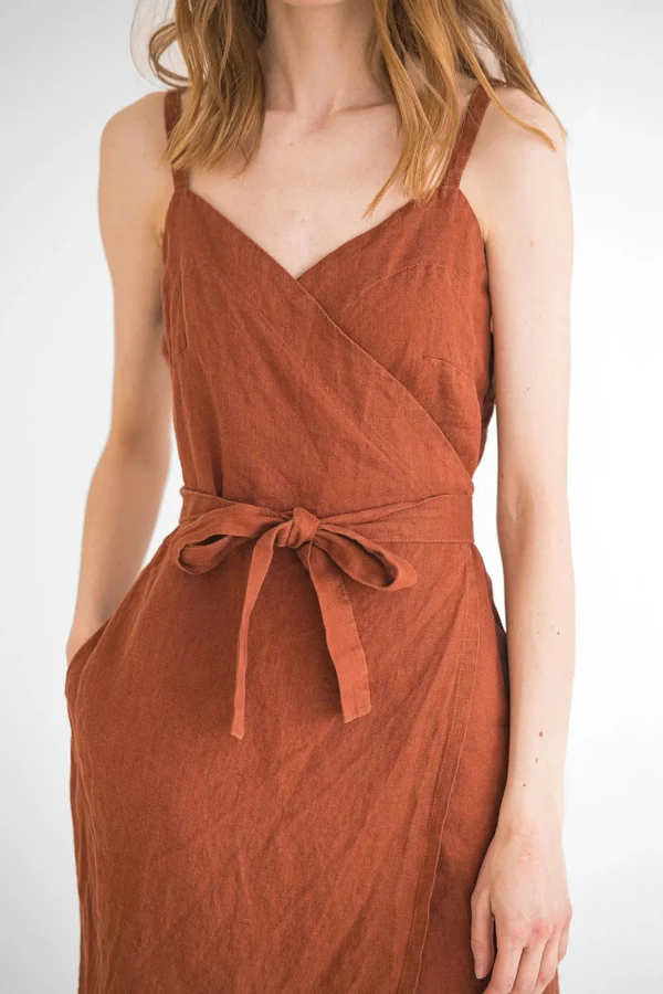 wrap linen dress